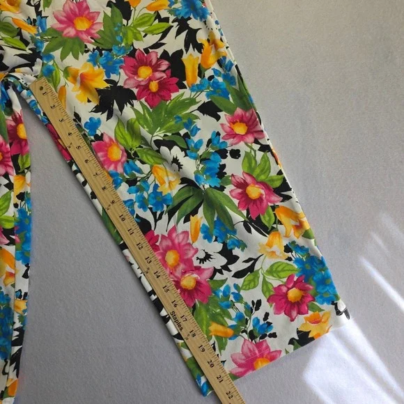 White Stag Womens Large 12/14 Garden Floral Elastic Waist Cotton Blend Pants - Picture 5 of 8